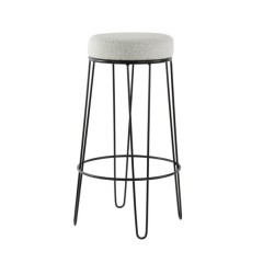 BAR STOOL BOUCLÉ BEIGE BLACK FRAME 